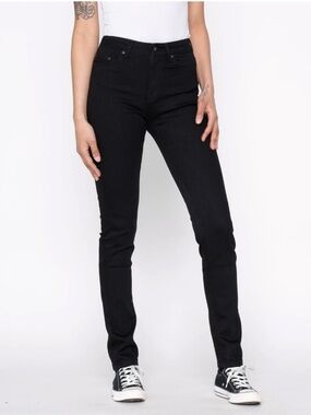 NWT NAKED AND FAMOUS THE HIGH SKINNY WAX COATED BLACK STRETCH - 27